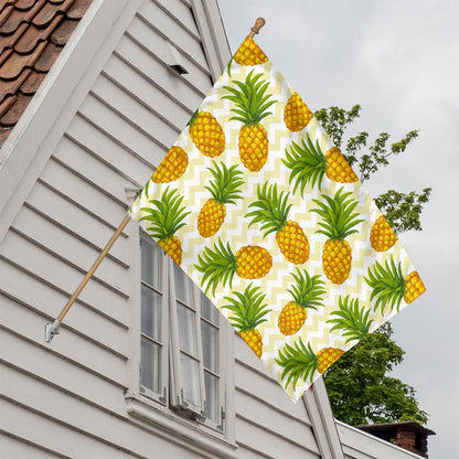 Beige Zig Zag Pineapple Pattern Print House Flag