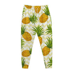 Beige Zig Zag Pineapple Pattern Print Jogger Pants