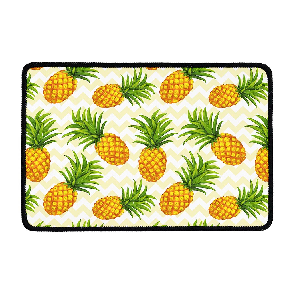 Beige Zig Zag Pineapple Pattern Print Kitchen Mat