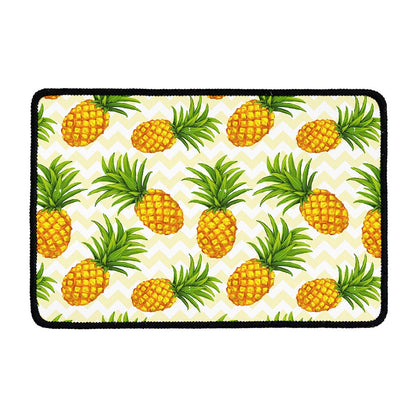 Beige Zig Zag Pineapple Pattern Print Kitchen Mat