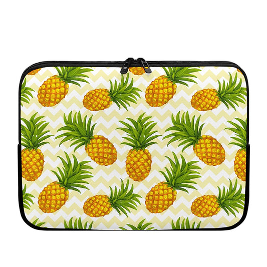 Beige Zig Zag Pineapple Pattern Print Laptop Sleeve