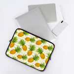 Beige Zig Zag Pineapple Pattern Print Laptop Sleeve