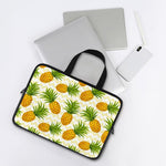 Beige Zig Zag Pineapple Pattern Print Laptop Sleeve With Handle