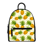 Beige Zig Zag Pineapple Pattern Print Leather Backpack