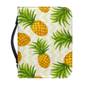 Beige Zig Zag Pineapple Pattern Print Leather Bible Cover