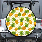 Beige Zig Zag Pineapple Pattern Print Leather Spare Tire Cover