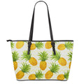Beige Zig Zag Pineapple Pattern Print Leather Tote Bag With Zipper