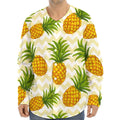 Beige Zig Zag Pineapple Pattern Print Long Sleeve Baseball Jersey