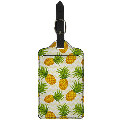 Beige Zig Zag Pineapple Pattern Print Luggage Tag