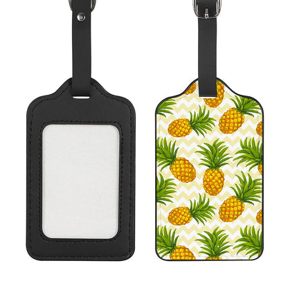 Beige Zig Zag Pineapple Pattern Print Luggage Tag