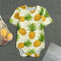 Beige Zig Zag Pineapple Pattern Print Men's Bodysuit