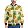 Beige Zig Zag Pineapple Pattern Print Men's Bomber Jacket