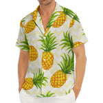 Beige Zig Zag Pineapple Pattern Print Men's Deep V-Neck Shirt