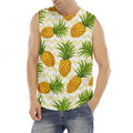 Beige Zig Zag Pineapple Pattern Print Men's Fitness Tank Top
