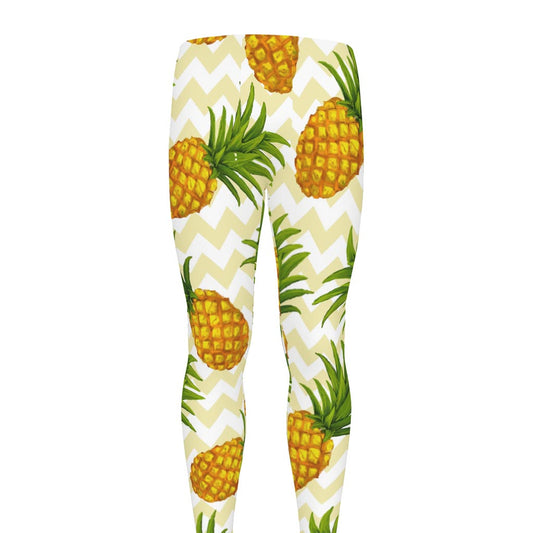Beige Zig Zag Pineapple Pattern Print Men's leggings
