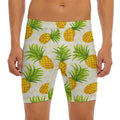 Beige Zig Zag Pineapple Pattern Print Men's Long Boxer Briefs