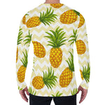 Beige Zig Zag Pineapple Pattern Print Men's Long Sleeve T-Shirt