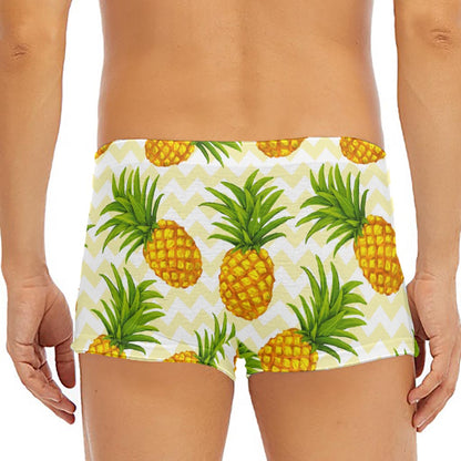 Beige Zig Zag Pineapple Pattern Print Men's Short Boxer Briefs