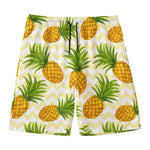 Beige Zig Zag Pineapple Pattern Print Men's Swim Trunks