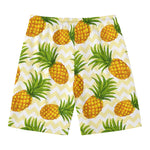 Beige Zig Zag Pineapple Pattern Print Men's Swim Trunks