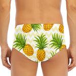Beige Zig Zag Pineapple Pattern Print Men's Triangle Swim Briefs