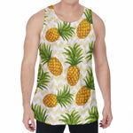 Beige Zig Zag Pineapple Pattern Print Men's Velvet Tank Top