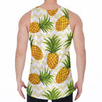 Beige Zig Zag Pineapple Pattern Print Men's Velvet Tank Top