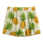 Beige Zig Zag Pineapple Pattern Print Mesh Shorts