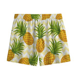 Beige Zig Zag Pineapple Pattern Print Mesh Shorts