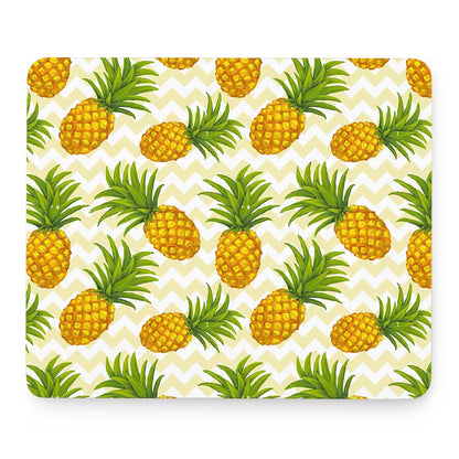 Beige Zig Zag Pineapple Pattern Print Mouse Pad