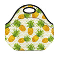 Beige Zig Zag Pineapple Pattern Print Neoprene Lunch Bag