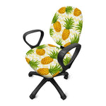 Beige Zig Zag Pineapple Pattern Print Office Chair Cover