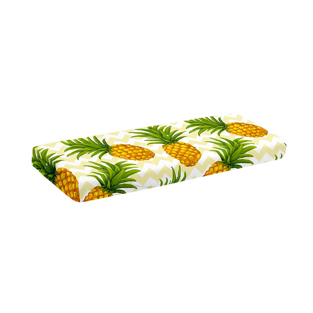 Beige Zig Zag Pineapple Pattern Print Piano Keyboard Cover