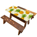 Beige Zig Zag Pineapple Pattern Print Picnic Table Cover