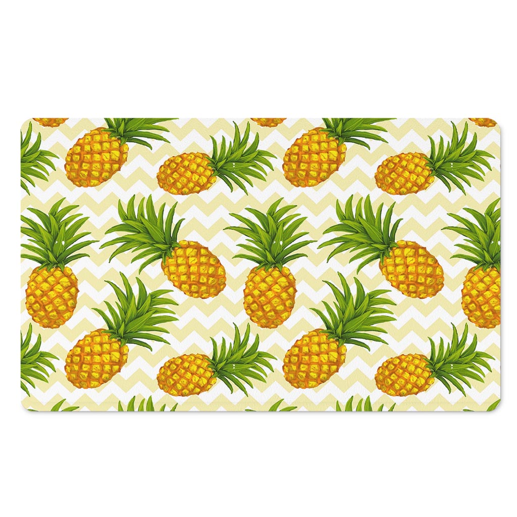Beige Zig Zag Pineapple Pattern Print Polyester Doormat