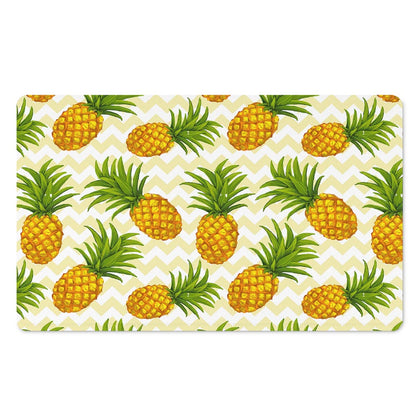 Beige Zig Zag Pineapple Pattern Print Polyester Doormat