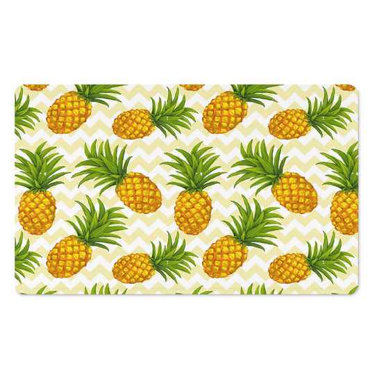 Beige Zig Zag Pineapple Pattern Print Polyester Doormat