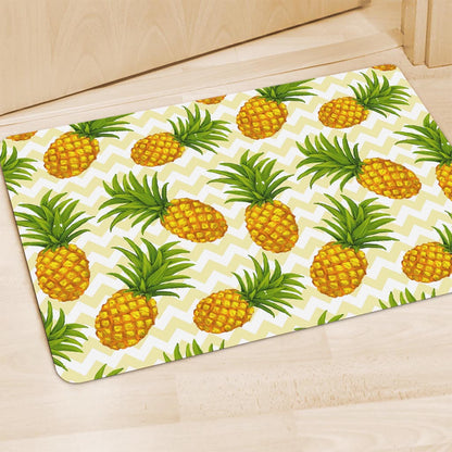 Beige Zig Zag Pineapple Pattern Print Polyester Doormat