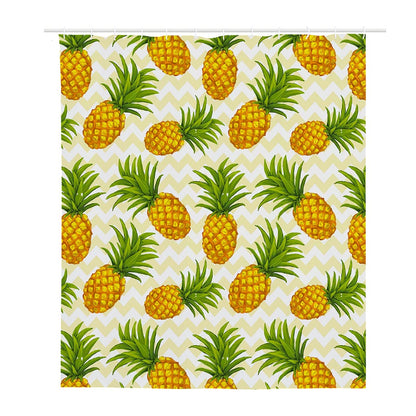 Beige Zig Zag Pineapple Pattern Print Polyester Shower Curtain