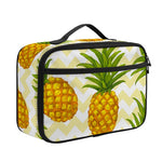 Beige Zig Zag Pineapple Pattern Print Portable Lunch Bag