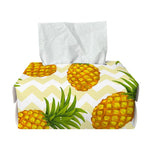 Beige Zig Zag Pineapple Pattern Print Rectangle Tissue Box Cover