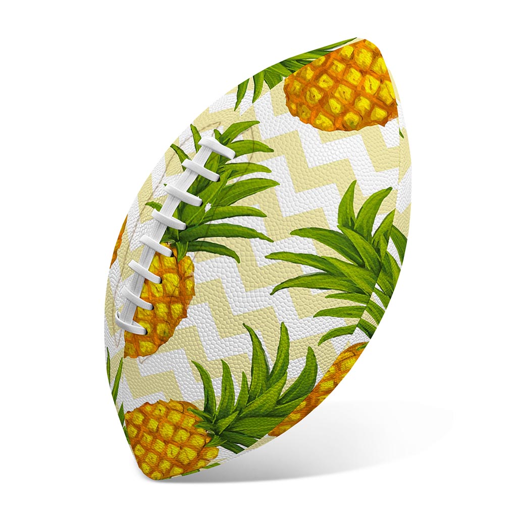 Beige Zig Zag Pineapple Pattern Print Rugby Ball