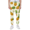 Beige Zig Zag Pineapple Pattern Print Joggers