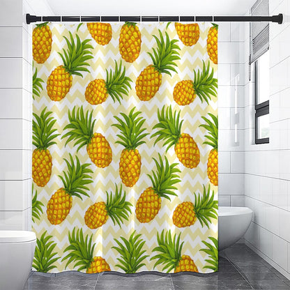 Beige Zig Zag Pineapple Pattern Print Shower Curtain