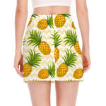 Beige Zig Zag Pineapple Pattern Print Side Slit Mini Skirt