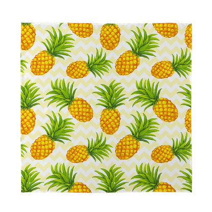 Beige Zig Zag Pineapple Pattern Print Silk Bandana