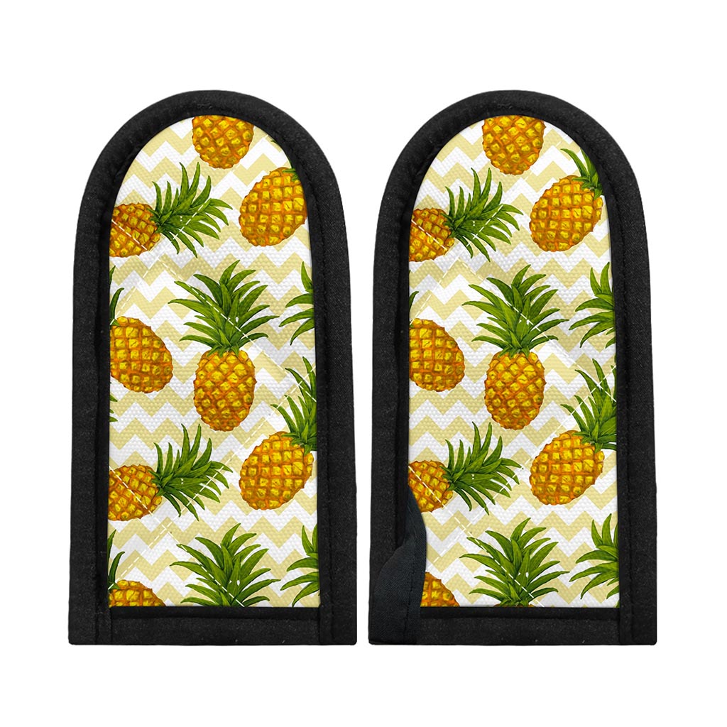 Beige Zig Zag Pineapple Pattern Print Skillet Handle Cover