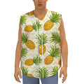 Beige Zig Zag Pineapple Pattern Print Sleeveless Baseball Jersey