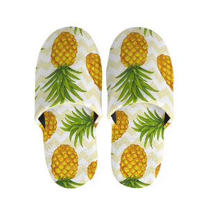 Beige Zig Zag Pineapple Pattern Print Slippers
