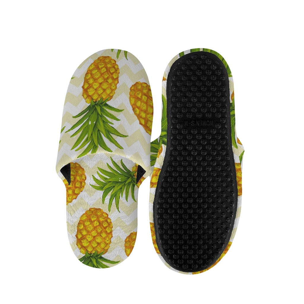 Beige Zig Zag Pineapple Pattern Print Slippers